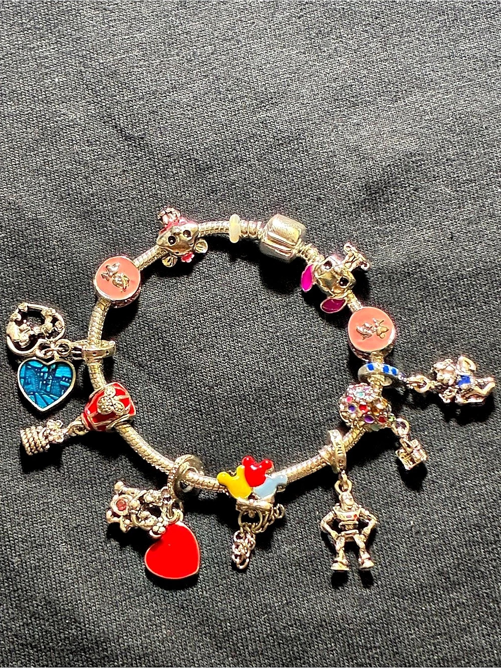 Disney Parks Charm Bracelet Silver & Red